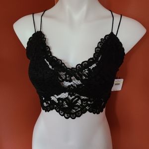 Free People Black Lace Bralette Size Medium